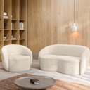 Ver imagem 1 de Conjunto 1 Sofá Living 180cm e 1 Poltrona Decorativa Sala de Estar Íbis Encosto Fixo Bouclê Off Whit