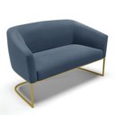 Ver imagem 1 de Sofá Namoradeira 2 Lugares Base Industrial Dourado Stella Suede D03 - D'Rossi Cor Azul Marinho