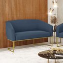 Ver imagem 5 de Sofá Namoradeira 2 Lugares Base Industrial Dourado Stella Suede D03 - D'Rossi Cor Azul Marinho