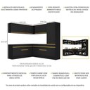 Ver imagem 4 de Armário Cozinha Completa Canto Veneza Mp2101 Multimóveis Preto + Brinde Jogo de Panelas Tramontina