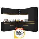 Ver imagem 3 de Armário Cozinha Completa Canto Veneza Mp2101 Multimóveis Preto + Brinde Jogo de Panelas Tramontina