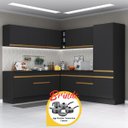 Ver imagem 1 de Armário Cozinha Completa Canto Veneza Mp2101 Multimóveis Preto + Brinde Jogo de Panelas Tramontina