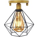 Ver imagem 4 de Lustre Teto Plafon + Lâmpada Led Industrial Aramado Diamante Preto Retrô Luminária Vintage