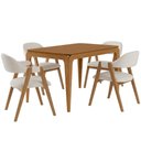 Ver imagem 2 de Mesa Retangular Claris 120cm Ypê N01 com 4 Cadeiras Nadja Linho Cru - Lyam Decor