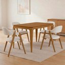 Ver imagem 1 de Mesa Retangular Claris 120cm Ypê N01 com 4 Cadeiras Nadja Linho Cru - Lyam Decor