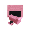 Ver imagem 1 de Combo Cabeceira Mirage e Calçadeira Baú Veneza Casal 140 cm Suede Rosa Barbie - LM DECOR