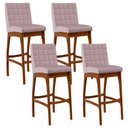 Ver imagem 1 de Kit 04 Banquetas Altas Para Cozinha Sala de Jantar Fixa Mila B04 Suede Rosê - Lyam Decor