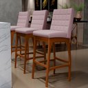 Ver imagem 2 de Kit 04 Banquetas Altas Para Cozinha Sala de Jantar Fixa Mila B04 Suede Rosê - Lyam Decor