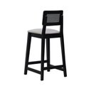 Ver imagem 3 de Banqueta Gabi Madeira Maciça Encosto Anatômico c/ Telinha e Assento Estofado c/ 68cm Altura - Preto 