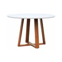 Ver imagem 1 de Mesa de Jantar Tampo com Vidro Madri Madeira Maciça - Amêndoa Tampo Ø150 Branco-vidro Branco