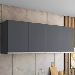 Armário Aéreo 4 Portas 160cm Madrid Cinza - Montanaris Decor Md Montanaris Decor Vitória - 5