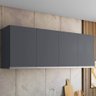 Armário Aéreo 4 Portas 160cm Madrid Cinza - Montanaris Decor Md Montanaris Decor Vitória - 5