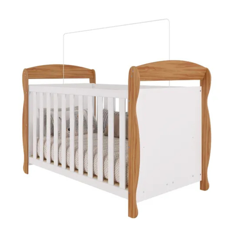 Berço Americano Marquesa 100% Mdf 3 em 1 Mini Cama Peroba - Branco/amendoa