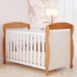 Berço Americano Marquesa 100% Mdf 3 em 1 Mini Cama Peroba - Branco/amendoa - 2