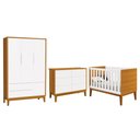 Ver imagem 1 de Dormitório Completo Infantil Classic 3 Portas, Cômoda 6 Gavetas e Berço Branco/Savana com Pés