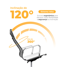 Cadeira de Escritório Ergonômica Simples Stripes Presidente Esteirinha Home Office Branca - 3