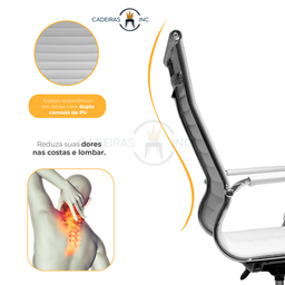Cadeira de Escritório Ergonômica Simples Stripes Presidente Esteirinha Home Office Branca - 4