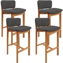 Ver imagem 1 de Kit 04 Banquetas Alta para Cozinha Sala de Jantar Bar Dara L02 Linho Cinza Escuro - Lyam Decor