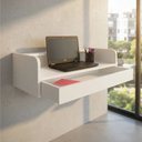 Ver imagem 1 de Escrivaninha Bancada Suspensa com Gaveta Mesa Notebook Branco