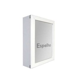 Armário Aéreo para Banheiro com Espelho Espelheira Branco Laca - 1