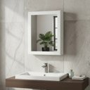 Ver imagem 1 de Armário Aéreo para Banheiro com Espelho Espelheira Branco Laca