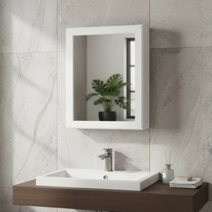 Armário Aéreo para Banheiro com Espelho Espelheira Branco Laca