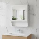 Ver imagem 2 de Armário Aéreo para Banheiro com Espelho Retrô Espelheira Branco Laca