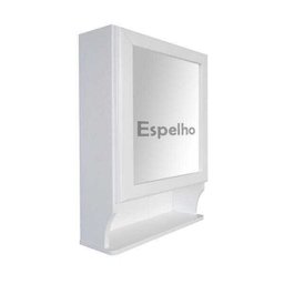 Armário Aéreo para Banheiro com Espelho Retrô Espelheira Branco Laca - 4