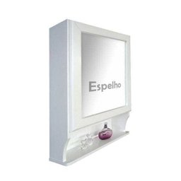 Armário Aéreo para Banheiro com Espelho Retrô Espelheira Branco Laca - 1