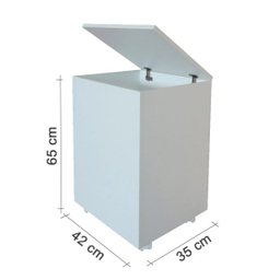 Porta Ração Caixa Dispenser com rodízios Pet para Armazenar até 25 Kg Branco - 3