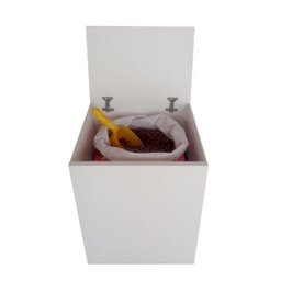 Porta Ração Caixa Dispenser com rodízios Pet para Armazenar até 25 Kg Branco - 5