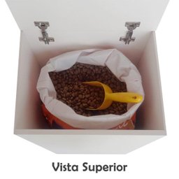 Porta Ração Caixa Dispenser com rodízios Pet para Armazenar até 25 Kg Branco - 2