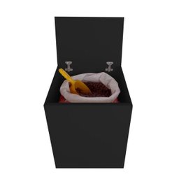 Porta Ração Caixa Dispenser com rodízios Pet para Armazenar até 25 Kg Preto - 5