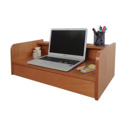 Escrivaninha Bancada Suspensa com Gaveta Mesa Notebook Madeira Natural - 1