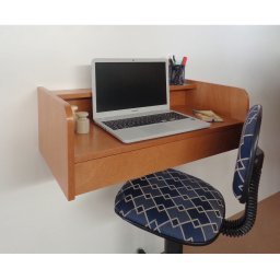 Escrivaninha Bancada Suspensa com Gaveta Mesa Notebook Madeira Natural - 7
