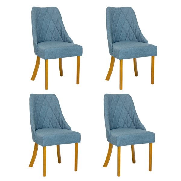 Kit 4 Cadeiras de Madeira Ferrugine No Tecido Linho Azul - 1