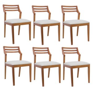 Conjunto de mesa redonda com 4 cadeiras Rafana madeira Ferrugine