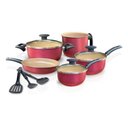 Ver imagem 1 de Jogo 8 Panelas Caçarola Panelas Completo e Utensilios - Cereja/bege