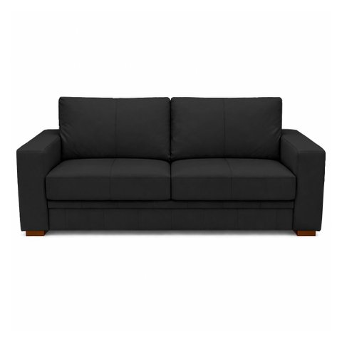 Sofá Decorativo Sala de Estar Champions 3 Lugares 200cm Couro Preto - Mozzelar