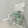 Gabinete de Vidro 60cm para Banheiro Cuba Oval - Sérvia Inox-Incolor - 1