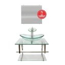 Ver imagem 2 de Gabinete de Vidro 60cm para Banheiro Cuba Oval - Sérvia Inox-Incolor