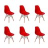 Kit 6 Cadeiras Charles Eames Eiffel Wood Base Madeira - Vermelha - 1