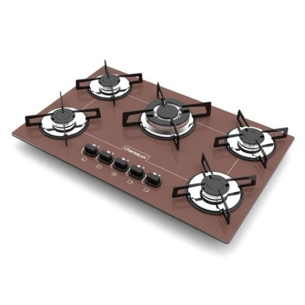 Cooktop 5 Bocas Tripla Chama Bivolt Chamalux - Marrom - 1