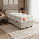 Ver imagem 2 de Cama Box Baú Colchão Solteiro Molas Ensacadas Real 88x188x68cm Linho Branco Inducol