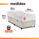 Ver imagem 3 de Cama Box Baú Colchão Solteiro Molas Ensacadas Real 88x188x68cm Linho Branco Inducol