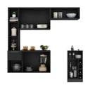 Ver imagem 4 de Armário de Cozinha com Mesa Gourmet Sofia Multimóveis Mp2197 Preto