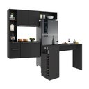 Ver imagem 1 de Armário de Cozinha com Mesa Gourmet Sofia Multimóveis Mp2197 Preto
