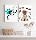 Ver imagem 2 de Kit 2 Quadros para Clinica Veterinária e Pet Shop 24x18cm:madeira Branca