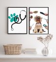Ver imagem 1 de Kit 2 Quadros para Clinica Veterinária e Pet Shop 24x18cm:madeira Branca