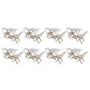Ver imagem 1 de Kit 8 Conjuntos de Mesa Dobravel com 2 Cadeiras de Madeira 70x70 - sem Pintura